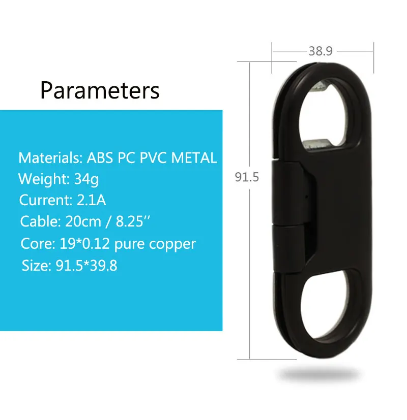 3 in 1 Beer Bottle Opener Keychain USB Data Cable Charging Cable Portable Multifunction Data Cable for IOSAndorid Phones (16)