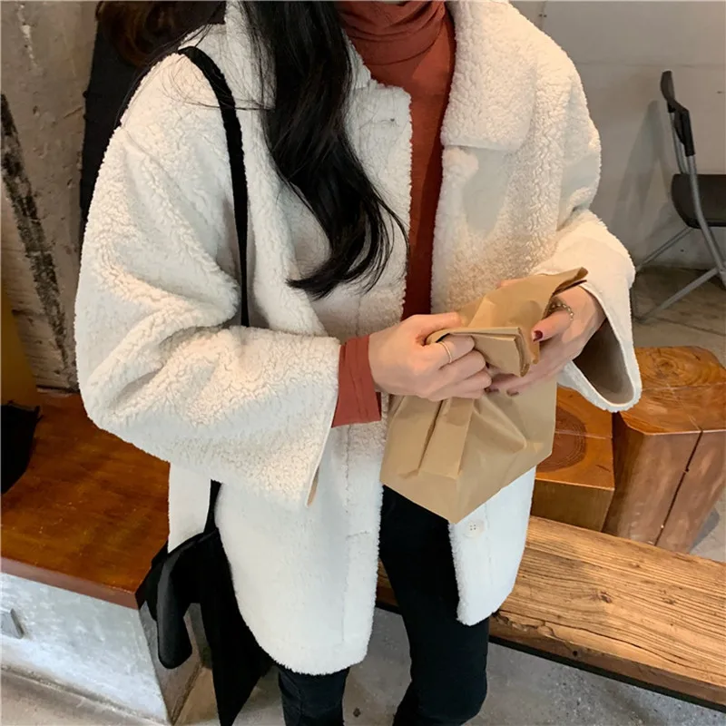 RICININA Wool Coat Women Lapel Full Sleeve Solid Buttons Pockets Coats And Jackets Women Spring Autumn Casual Warm Woman Jackets