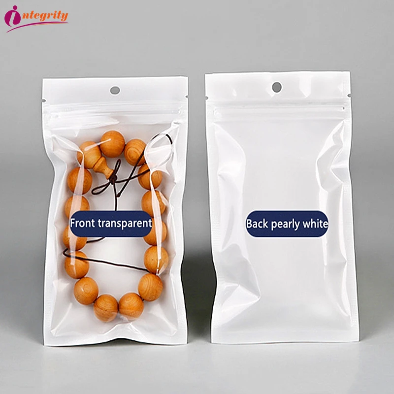 INTEGRITY 1000 pcs/lot  7.5*12cm Clear Pearl White Plastic Storage Bag Pearl Flm Plastic Bag Polyba Package for Gifs Accessories 3