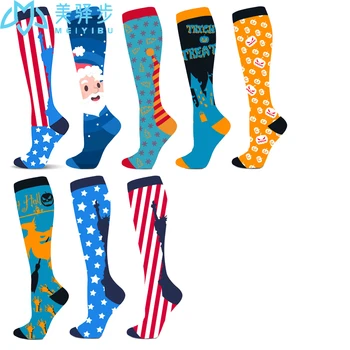 

500 PAIRS Christmas Gift Compression Socks Outdoor Running Sports Compress Socks 20-30mmHg American Series Halloween Series