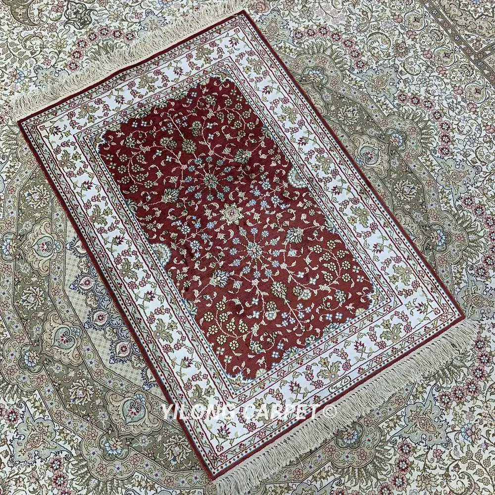 Yilong 2'x3' Hereke шелковый ковер красный ручной работы изысканный турецкий Шелковый коврик(HF078B