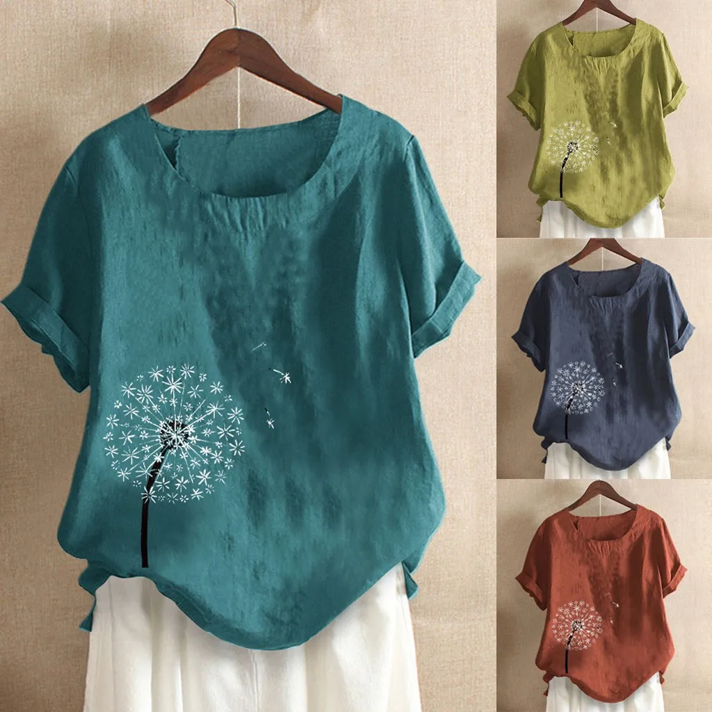 MISSOMO 2020 T Shirt Women tshirt Summer O-Neck Short Sleeve Floral Print harajuku Elegant Plus Size Tops Blusas Feminina | Женская
