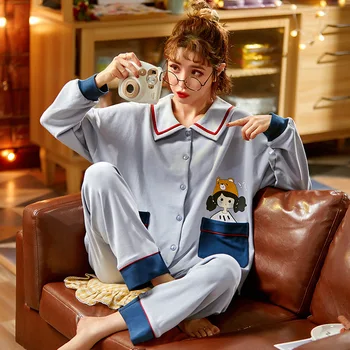 

Pajamas Female Autumn Cotton Long Sleeve May Go Out Outer Wear