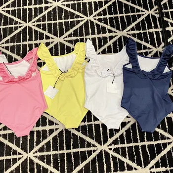 

Children's Fashionable Cute Swimsuit, Foldable Solid One-Piece Swimsuit