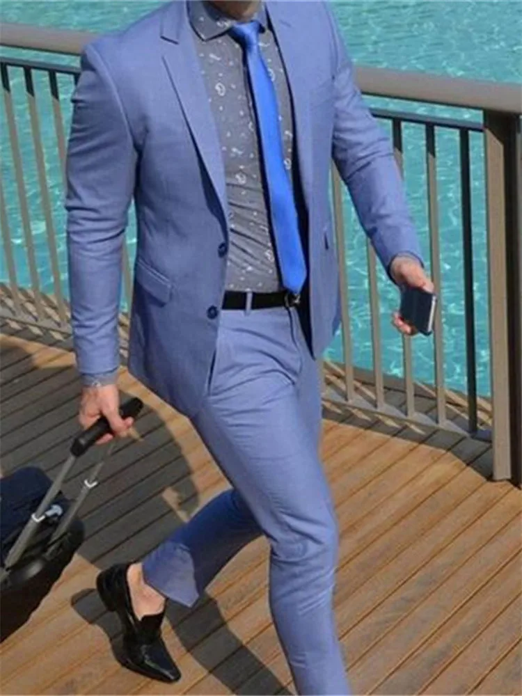 Мужской костюм Smolking Noivo Terno Slim Fit Easculino, вечерние костюмы для мужчин, двухкнопочное пальто, мужской костюм из 2 предметов(пиджак+ Пан