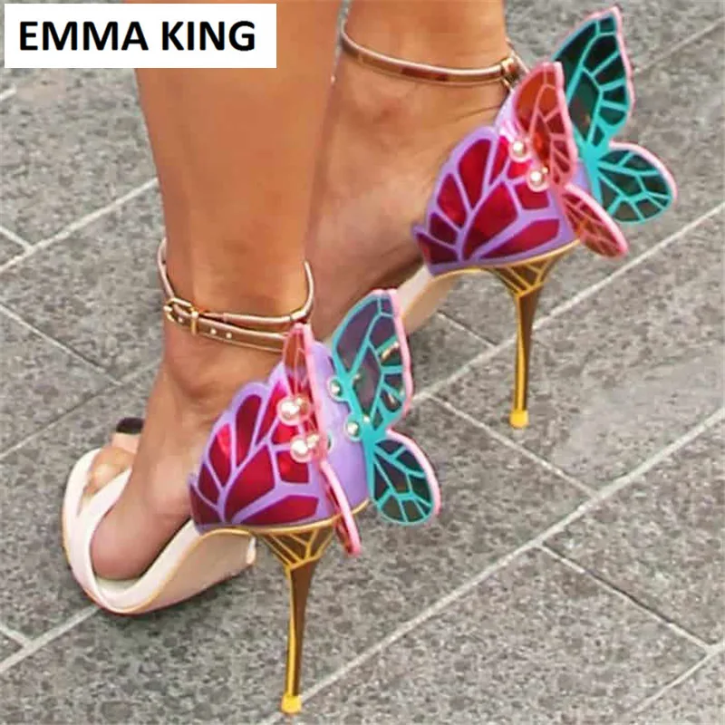 

Newest Colourful Butterfly Design High Heeled Sandals Butterfly Wings Pump High Heels Stiletto Women Dress Shoes Chic Women Gift