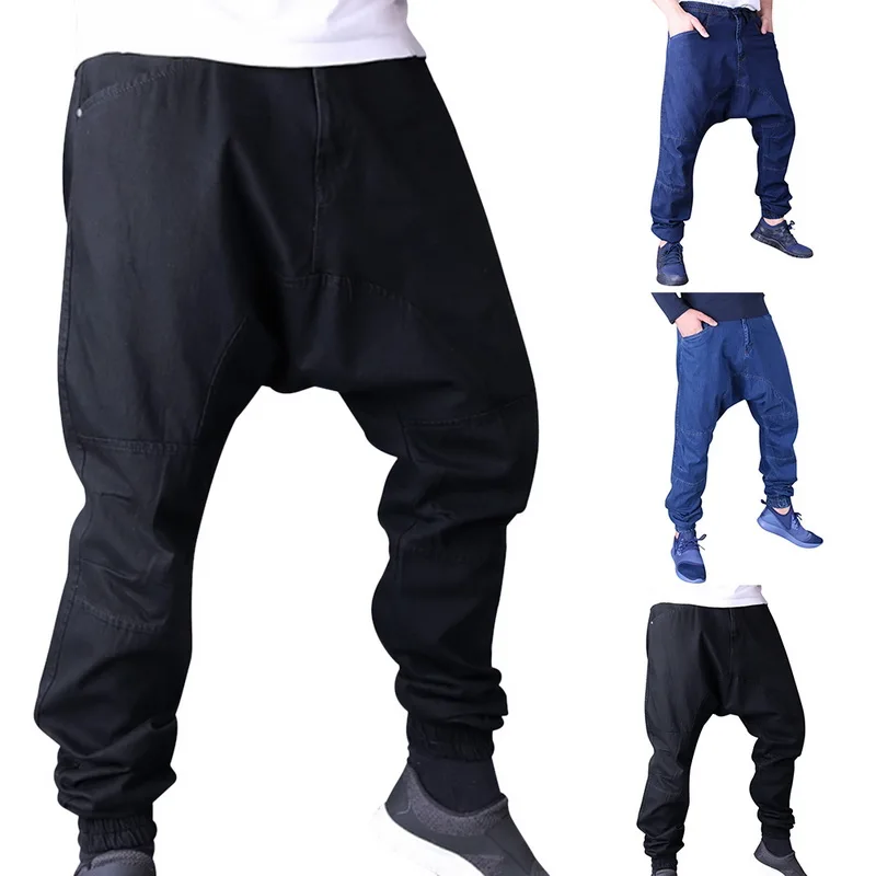 HEFLASHOR Mens casual sports Low Grade Pants Solid Color hip hop cross pants Bundle trousers male Elastic waist jogging pant