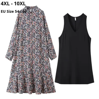 

Plus Size 10XL 9XL 4XL Women Long Sleeves Two Piece Dress Sets Femme OL Print Clothes Ladies 2 Pieces Set Dress And Long Vest