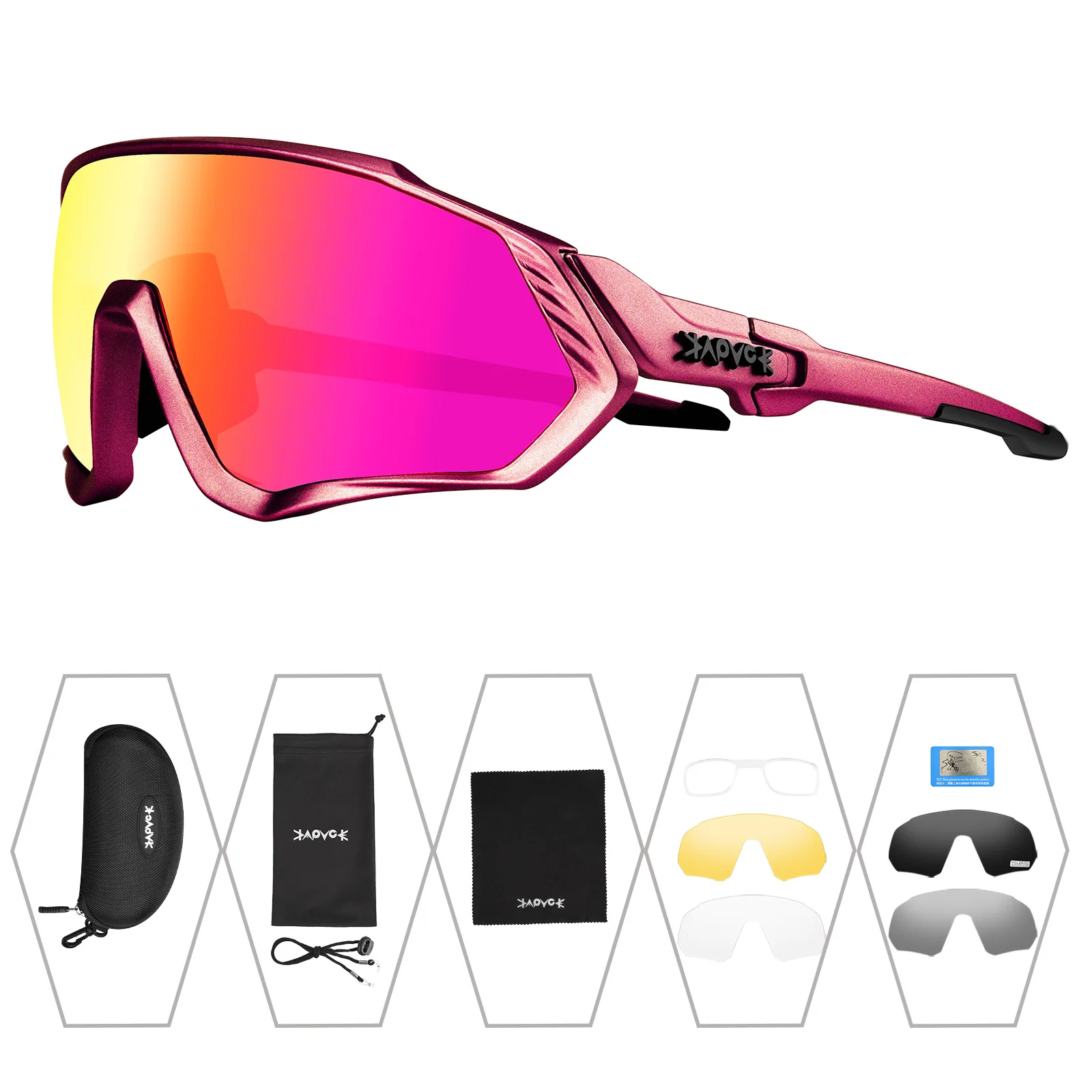 Polarised Cycling Sunglasses With 5 Interchangeable Lenses Unisex_voghion.com