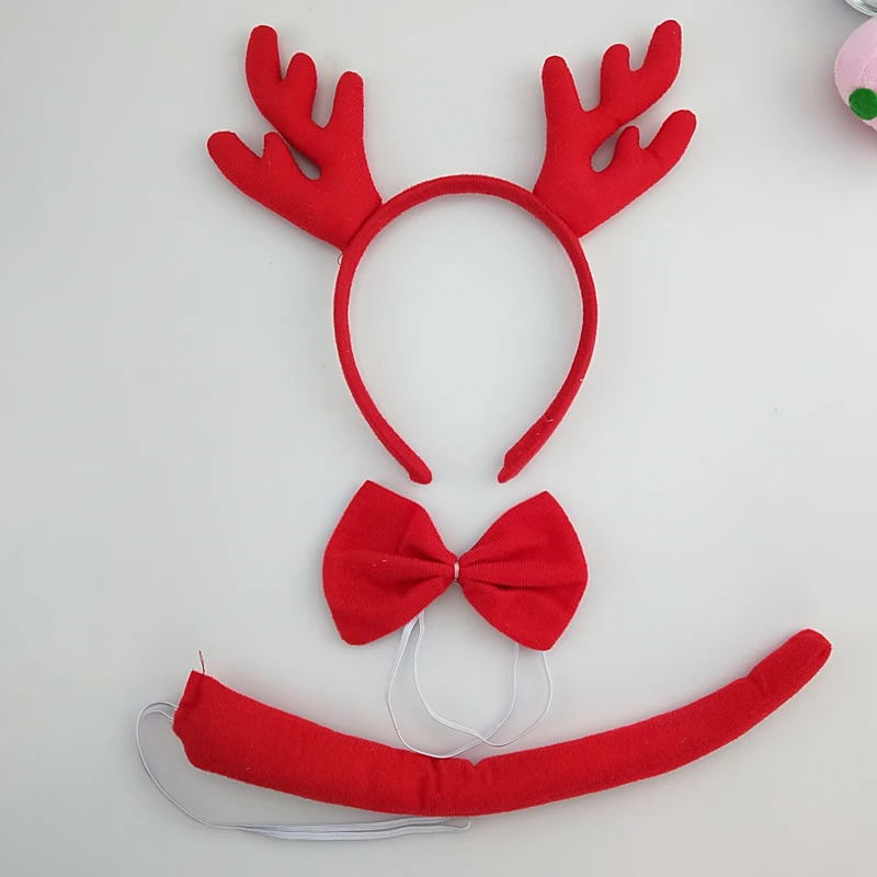 Красный зеленый животный олень рога повязка на голову галстук бабочка хвост