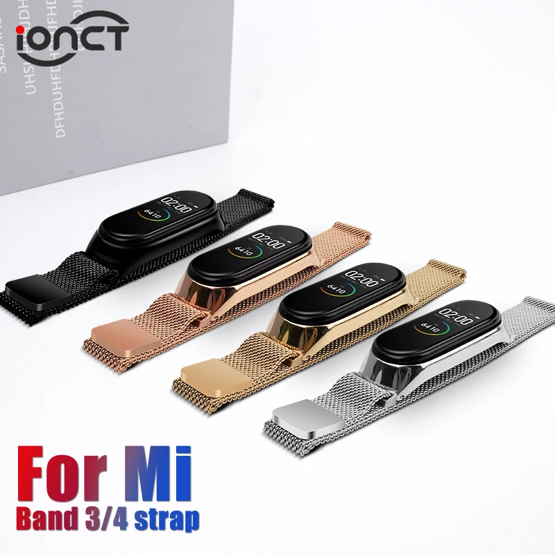 IONCT, магнитный металлический ремешок для mi band 4, ремешок для часов, браслет, браслет, Xiaomi mi, ремешок, 3 ремешка, mi band, умные аксессуары