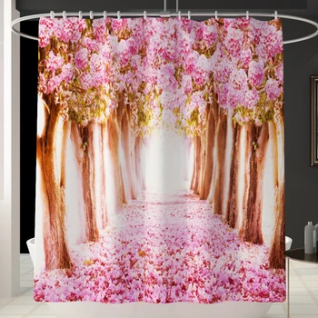 

cortinas de bano para navidad peony flowers tree printing shower curtains bathroom curtain polyester fabric bath screen DW092