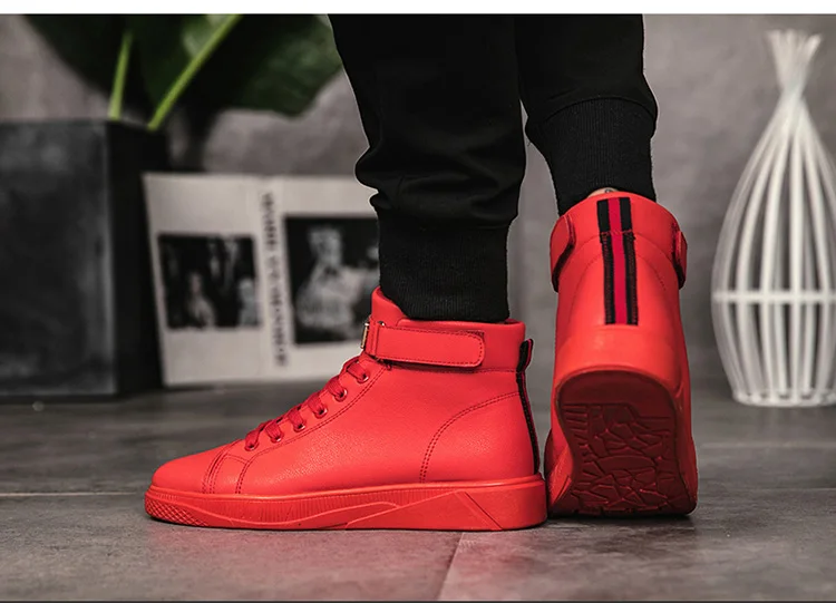 В Стиле Хип-хоп уличный стиль Для мужчин туфли Superstar в стиле кэжуал высокие кроссовки черный, красный Мужская обувь для ходьбы; Нескользящая дышащая обувь