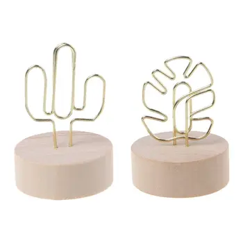 

Memo Card Photo Message Picture Clip Note Clamp Table Numbers Round Wooden Base Holder For Wedding Party G6DD