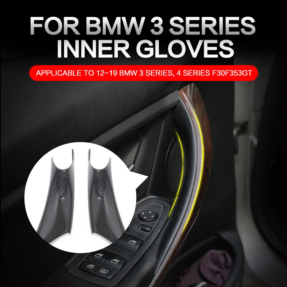 3D Carbon Fiber Interior Door Handle Bowl Cover Trim for BMW 3 4 Series F30 F36