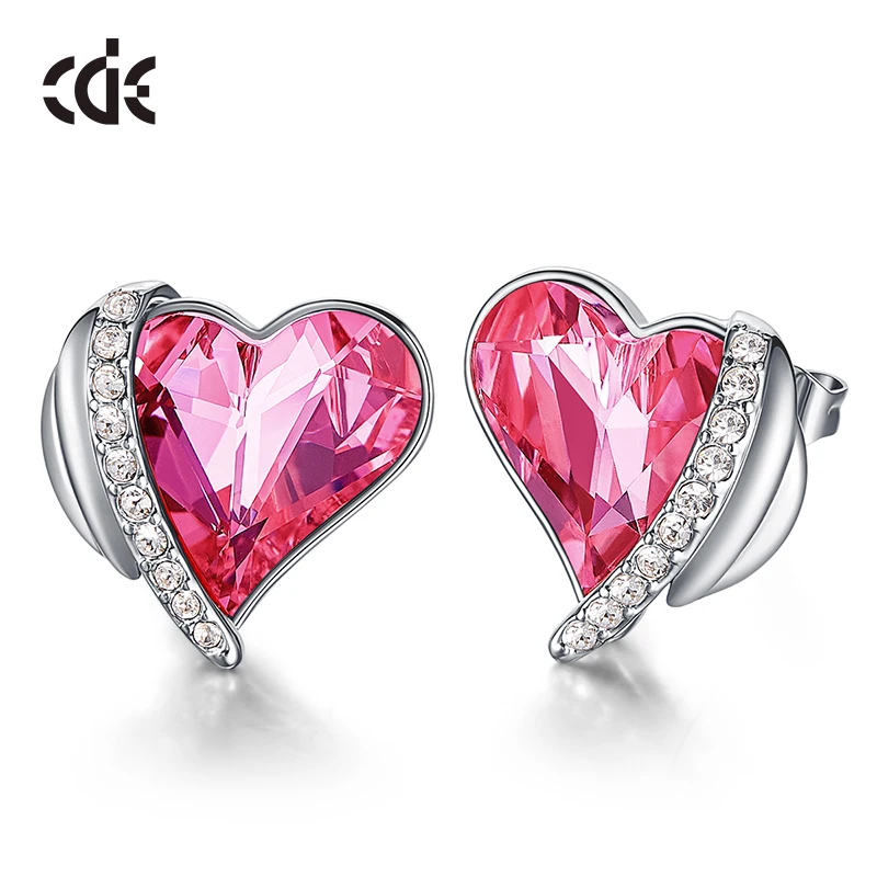 CDE Роскошные благородные розовые кристаллы от Swarovski серьги гвоздики для женщин