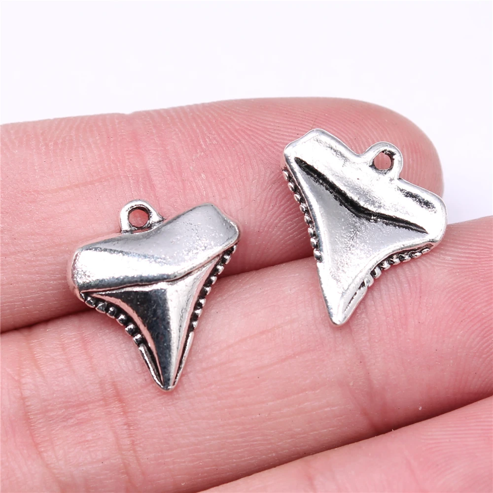 WYSIWYG 10pcs Charms 17x16mm Shark Tooth Charms For Jewelry Making DIY