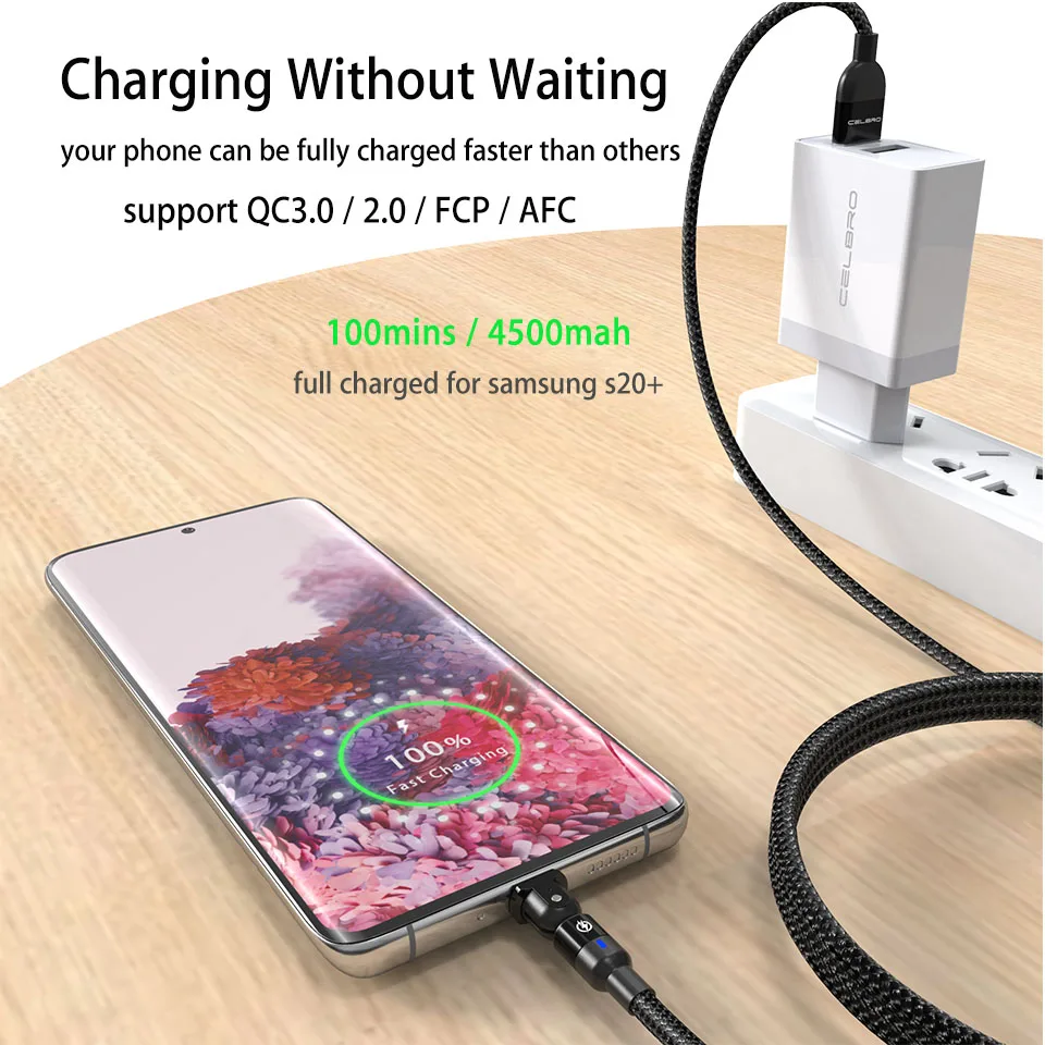 Кабель Micro USB Type C Usbc 180 градусов зарядный кабель 3A для Samsung Huawei Tabelt провод быстрой