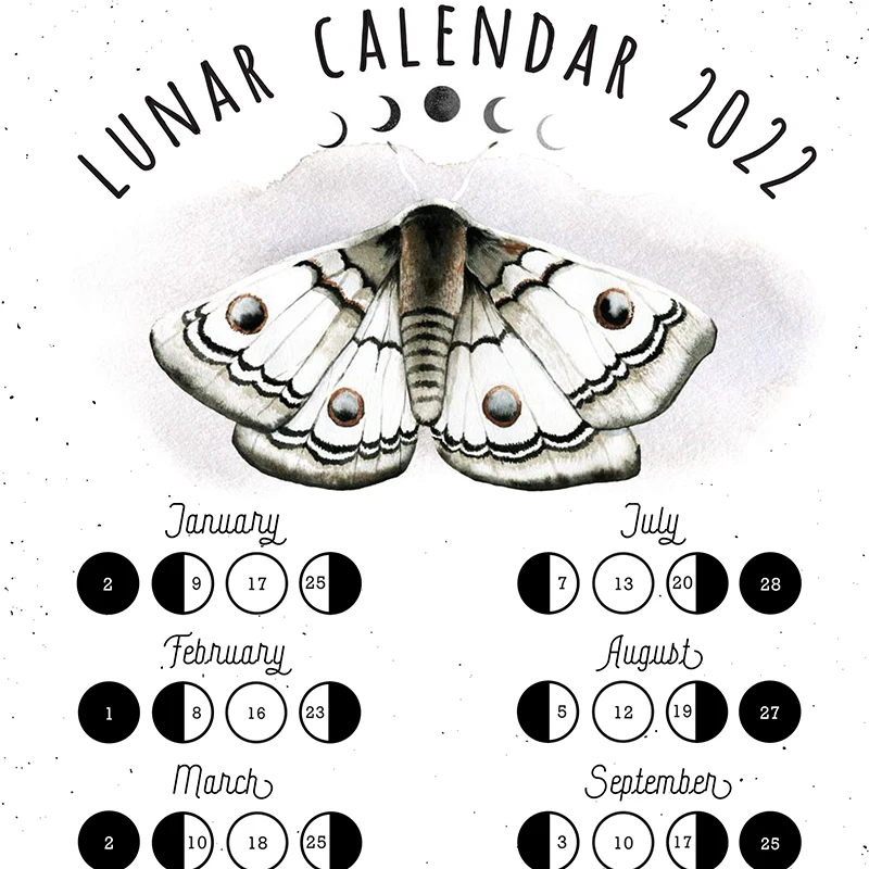 Calendrier Bandas 2023 2022 Wicca Lunar Calendar Prints Witchy Moon Chart Lunar Months Poster,  2022 Moon Phases Canvas Painting For Living Room Decor - Painting &  Calligraphy - Aliexpress