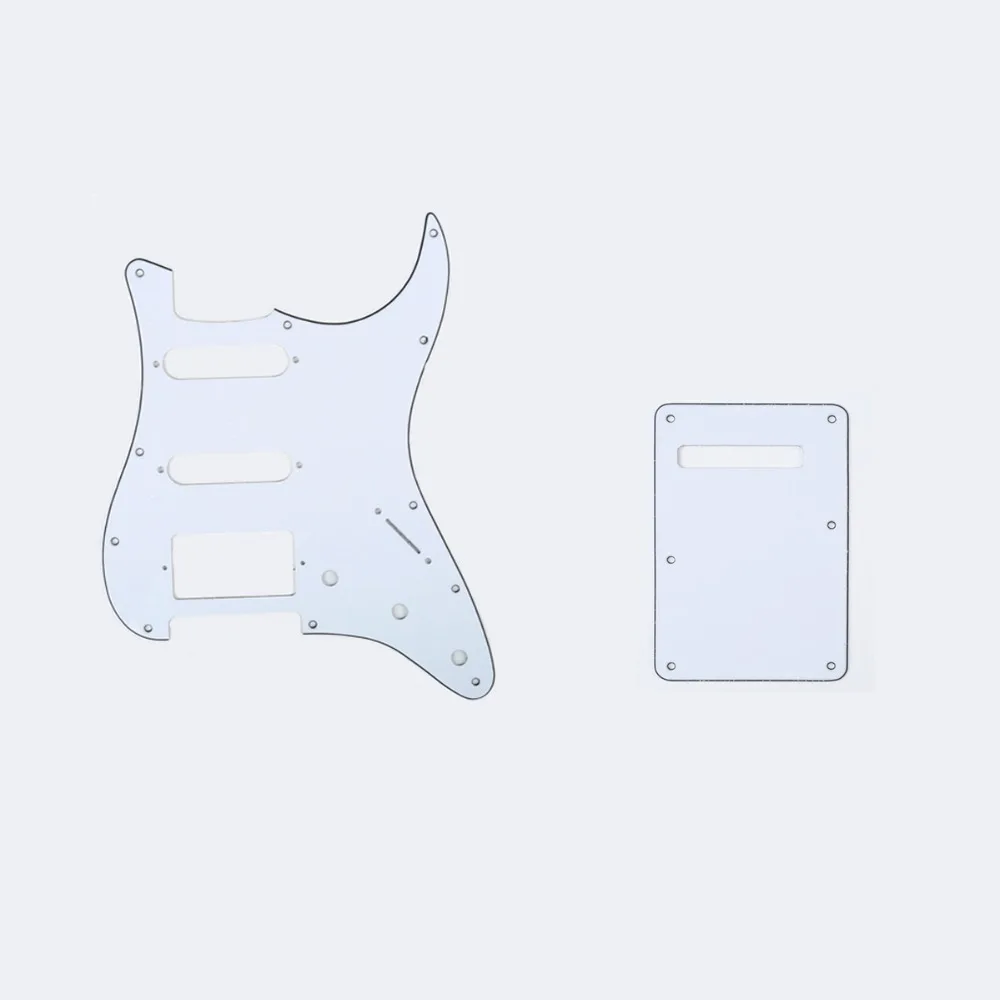Musiclily SSH 11 Отверстие Страт гитары накладку и бэкплейт набор для Fender США/мексиканский стандарт Страт Стиль, 3Ply белый