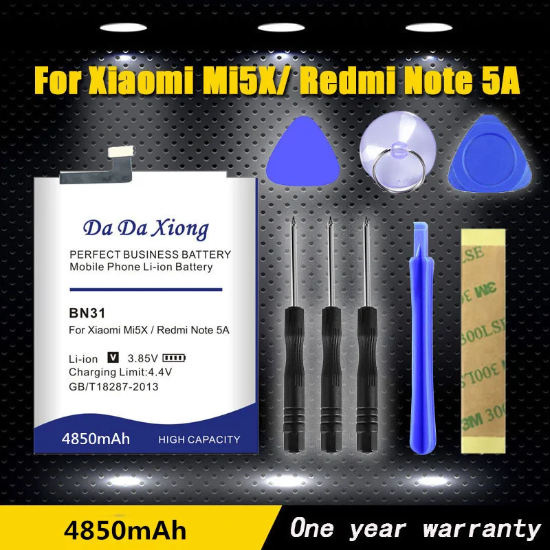 

Original Da Da Xiong Phone Battery BN31 for Xiaomi Mi 5X Mi5X / Redmi Note 5A / Note 5A Pro 4850mAh Replacement Batteries