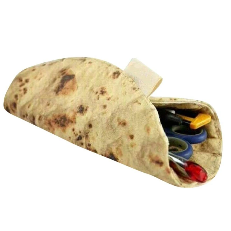 Home Storage Cosmetic Makeup Brushes Storage Bags Imitation Pancake Pizza Stationery Rolled Collection Bag New Creative Organi