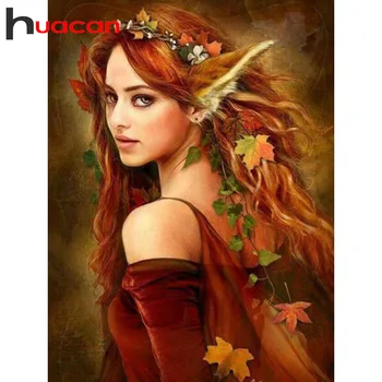 

Huacan Diamond Mosaic Fairy Girl Full Layout Diamond Embroidery Portrait With Square Home Decoration Diamond Painting Gift