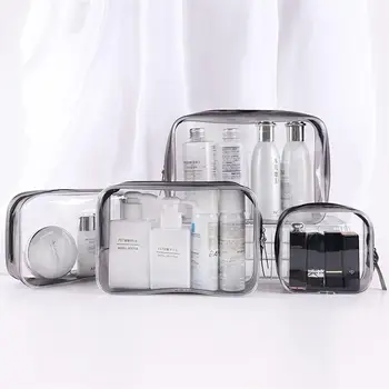 

4pcs Storage Bags PVC Transparent Zipper Cosmetic Bags Makeup Bag Toiletry Bag For Outdoor Travel 4 Size