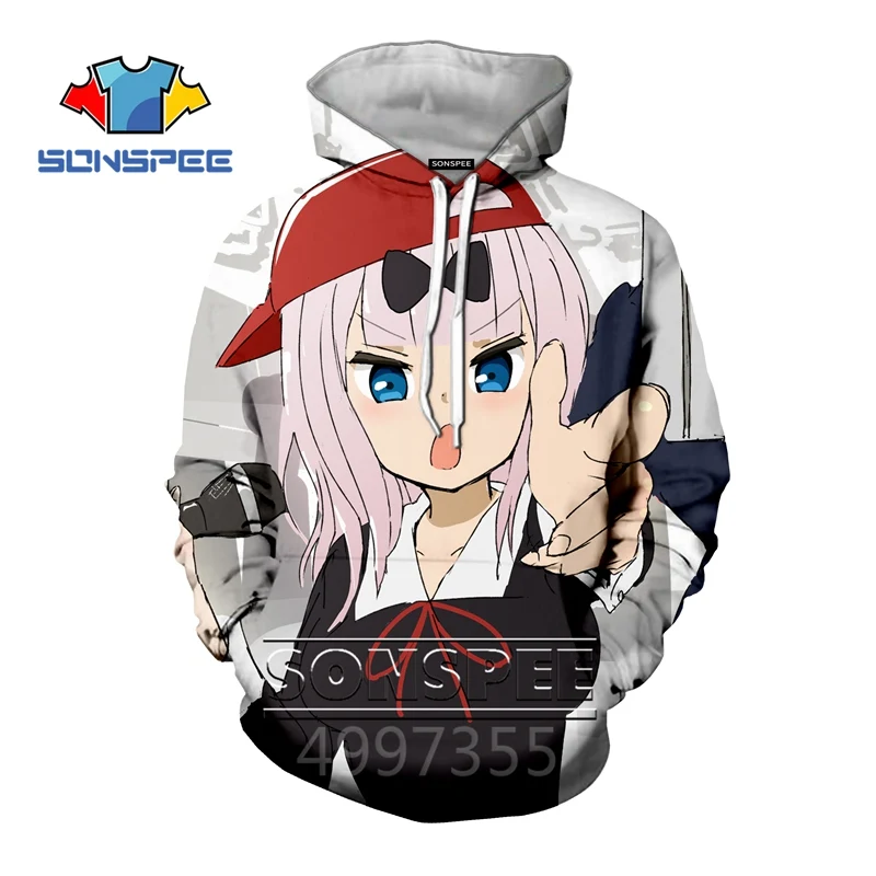 SONSPEE/Новинка, толстовка с 3D принтом «Kaguya sama Love Is War» детские толстовки уличная толстовка с капюшоном для мальчиков и девочек-подростков, Пуловер детский топ, C121