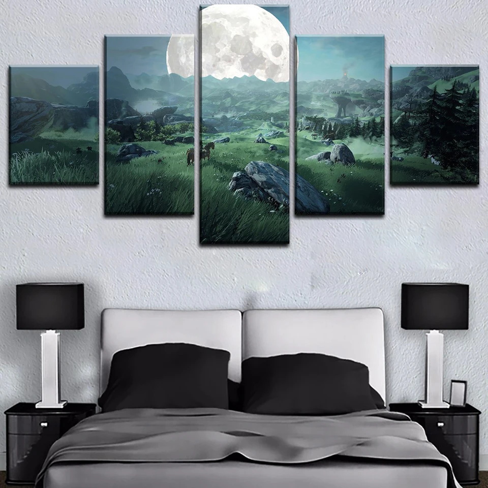 Modern-Hd-Home-Decor-Canvas-5-Pieces-The-Legend-Of-Zelda-Pictures-Game-Painting-Wall-Art