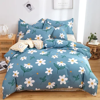 

flower bed linens Simple bedding set pure cotton fashion bedclothes Duvet Cover set bed sheet and pillowcase Queen king size