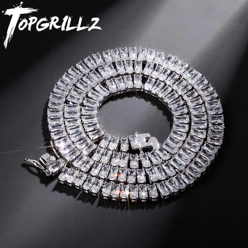 

TOPGRILLZ 2020 Новинка Высокое качество багет 8 мм теннисная цепочка ледяной фианит позолоченные хип-хоп модные ювелирные изделия для подарка