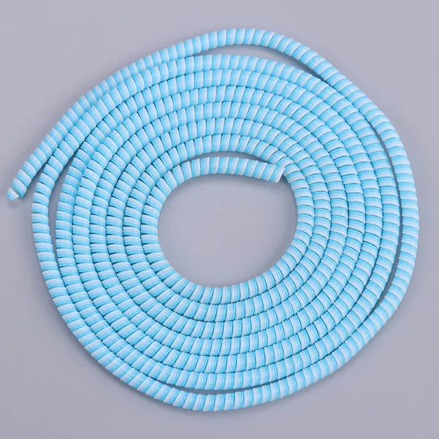 1.4m Color Phone Wire Cord Rope Protector Spring Protection Rope For USB Charging Cable Earphone Data Bobbin Winder White blue