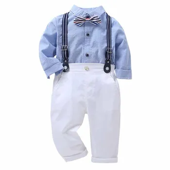 

Baby Boys Wedding Suits Kids Clothes Toddler Formal Suit Children'S Wear Blouse Overalls Tie 3pcs Sets Boys Outfit Baby Clothes