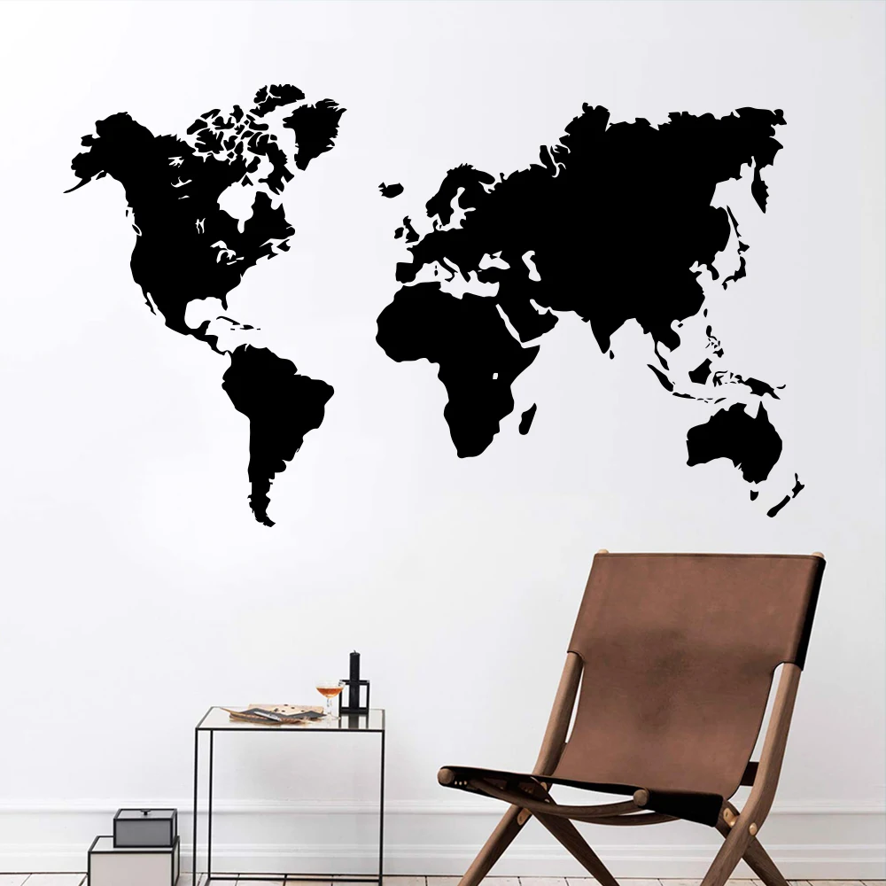 New World Map Vinyl Wall Sticker Wallstickers Removable Wallpaper For