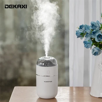 

DEKAXI 320ML White Volcano Ultrasonic Humidifier USB Car Mist Maker Air Purifier Aroma Diffuser for Home with LED Light Lamp