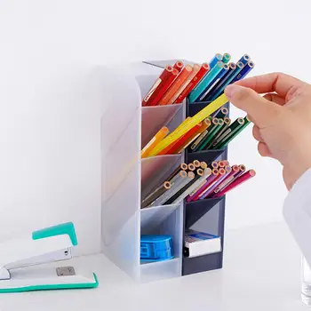 

1pc Stationery Separate Storage Box Multi-Grids Pen Pencil Holder Desktop Makeup Tools Organizer (Black/White/Transparent)