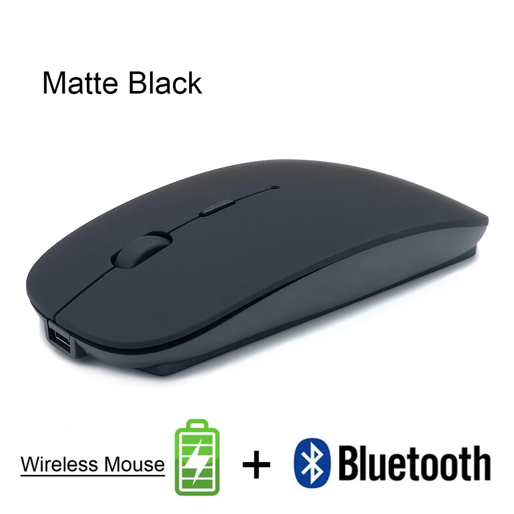Bluetooth Бесшумная беспроводная мышь перезаряжаемая Встроенная батарея 2,4 ГГц USB компьютерная мышь для ПК ноутбука - Цвет: Bluetooth Black
