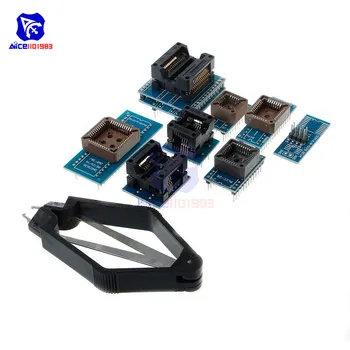 

diymore 8 PCS Programmer Adapters Socket Kit SOP8+SOP16 +PLCC32 +PLCC44 Adapter for TL866CS TL866A EZP2010 RT809H Programmer