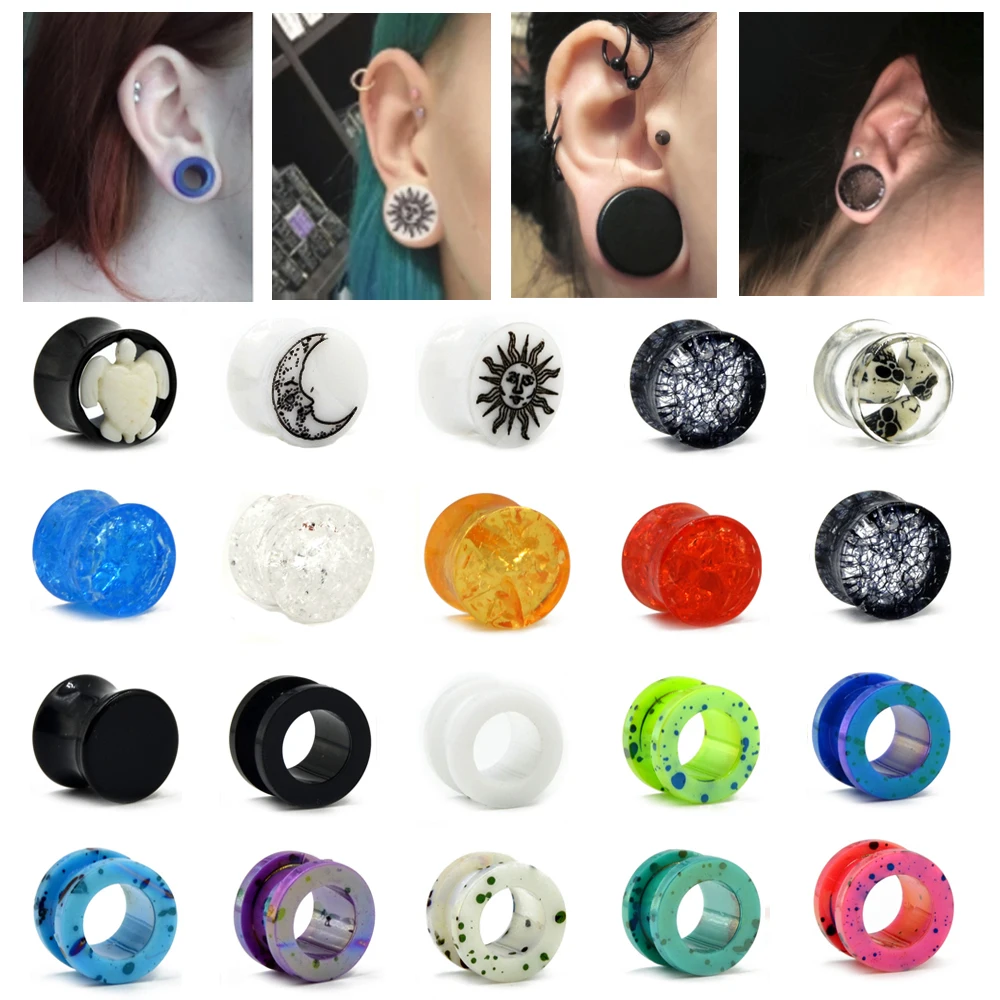SERYNOW Ear Gauges Plugs and Tunnels Ear Stretcher Expander 6mm-25mm Acrylic Double Flared Screw Plug Piecing Jewelry