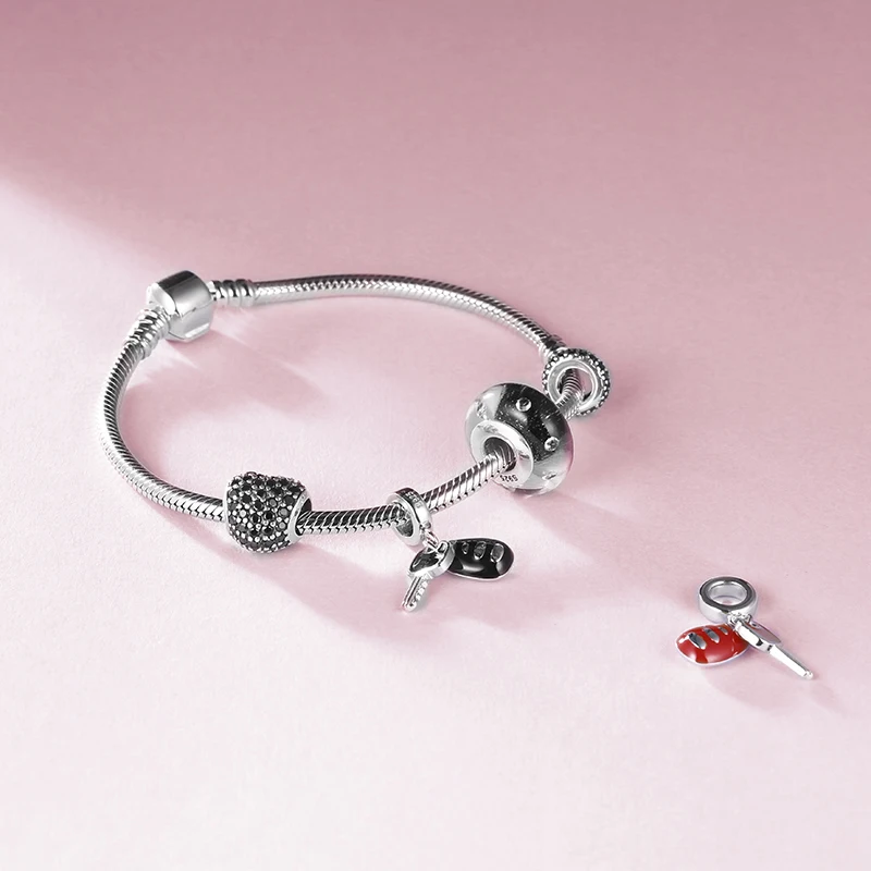 New diy design car keys with color enamel charms 925 Silver beads Fit Authentic Pandora Charm bracelet fashion jewelry making