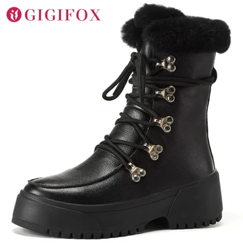 

brand new genuine leather high-quality thick platform sole cosy walking snow boot keep warm fur winter boots shoes women