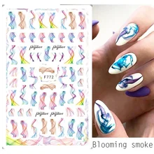 

Flowers Leaves Line 3D Nail Stickers Autumn Winter Fall Leaf Design Transfer Sliders Abstract Waves Nail Art Decals Manicures