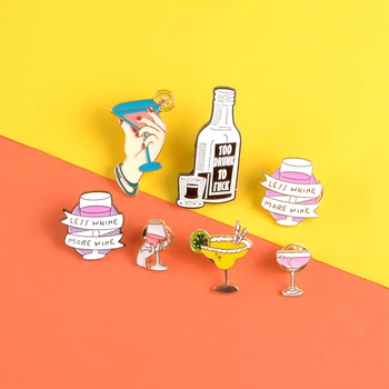 

Wine bottle enamel pin Not going home tonight badge brooch for women Goblet cocktail Lapel pin Clothes bag jewelry gift friends
