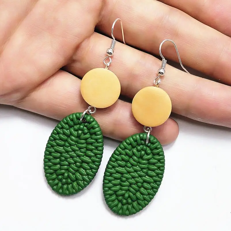oval green Большие геометрические серьги корейские Золотые Длинные акриловые квадратные круглые деревянные серьги в форме сердца Винтажные висячие серьги-капли в подарок для женщин - Окраска металла: oval green