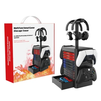 

Multi-Functional Storage Rack Holder for PS5 PS4 Playstation 4 Switch Game Disc Bracket Controller Headphone