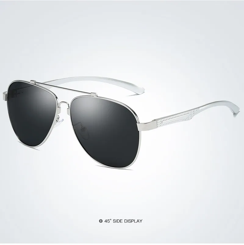 Бренд унисекс Ретро алюминий+ TR90 солнцезащитные очки поляризованные линзы винтажные очки Аксессуары Солнцезащитные очки для мужчин/женщин - Lenses Color: silver-black