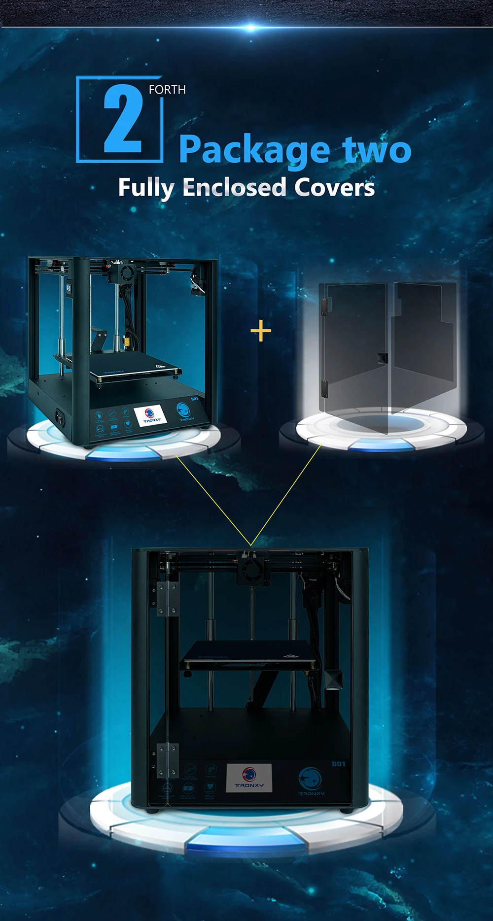 Новейший 3d принтер TRONXY D01 промышленная линейная направляющая Titan экструдер бесшумный дизайн высокоточная печать Акриловая Маска на выбор
