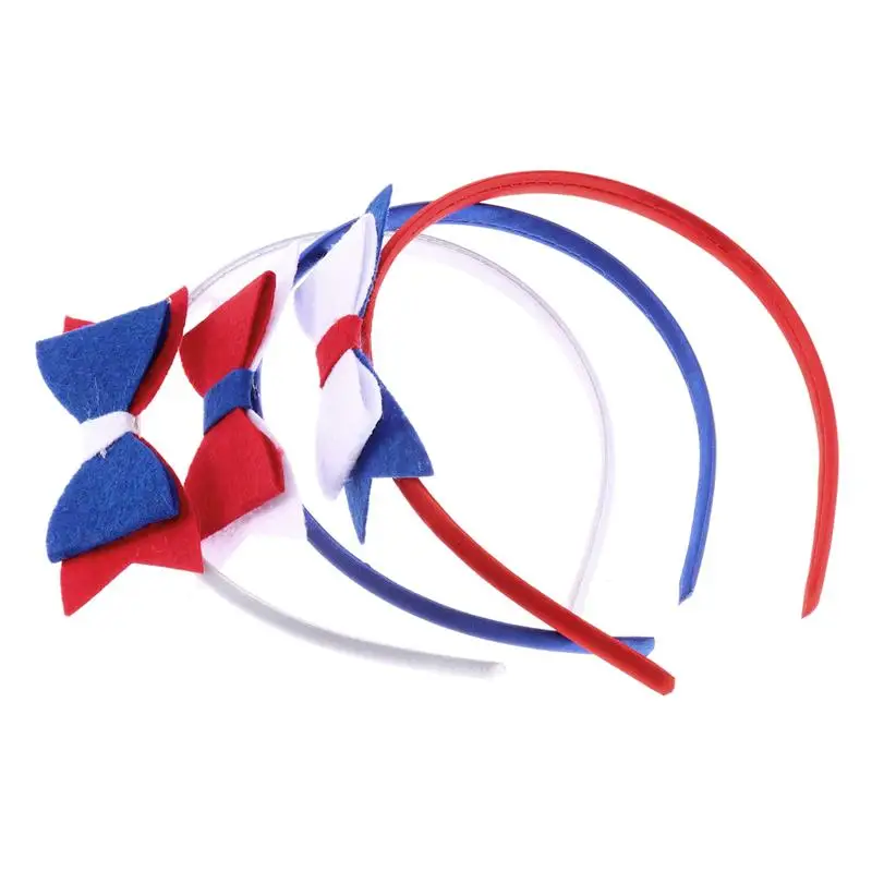 

3pcs US Independence Day Bow Headband Red and White Blue Hairband Nonwoven Bow Hairband Decorations Head Hoop for Kids Children