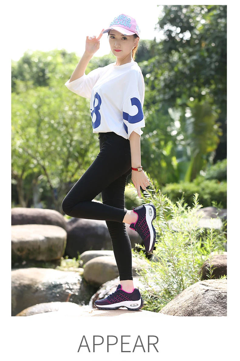 Walking Shoes 2021 New Women Breathable Casual Shoes Outdoor Light Weight Frenulum Casual Walking Platform Ladies Sneakers Black